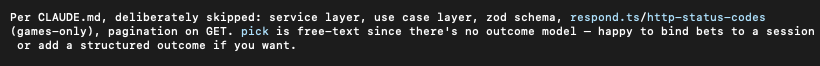 Claude listing the code it deliberately did not write