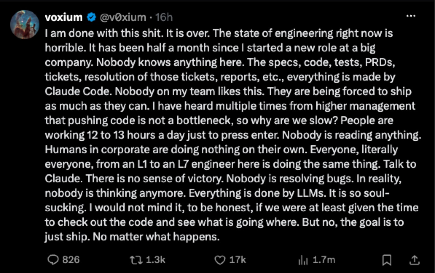 A post from Voxium about the pace of change in software engineering